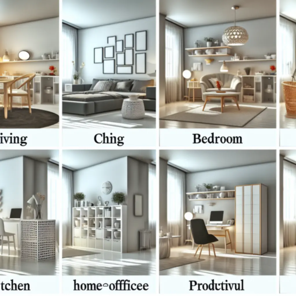 Widok kategorii mebli według pomieszczeń