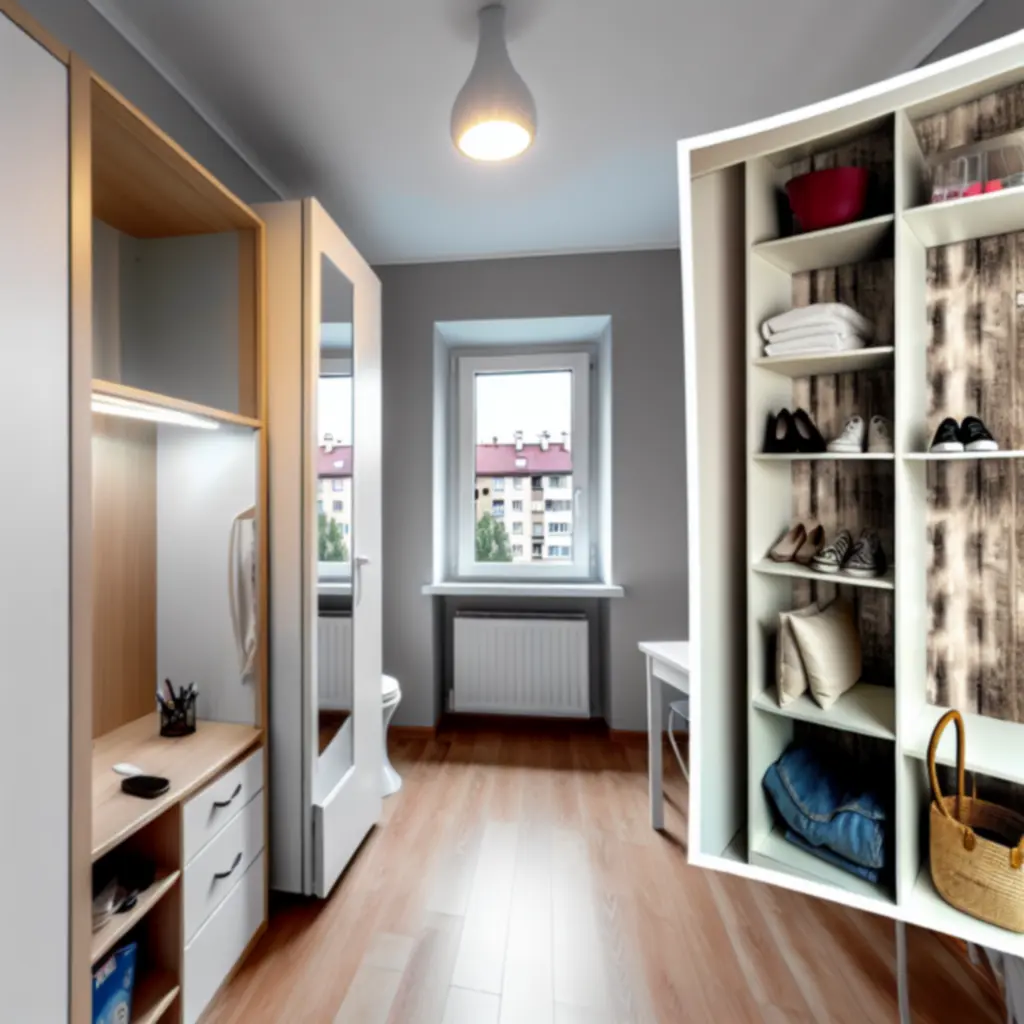 Polskie mieszkanie z meblami do przechowywania Doma Furni w salonie i korytarzu