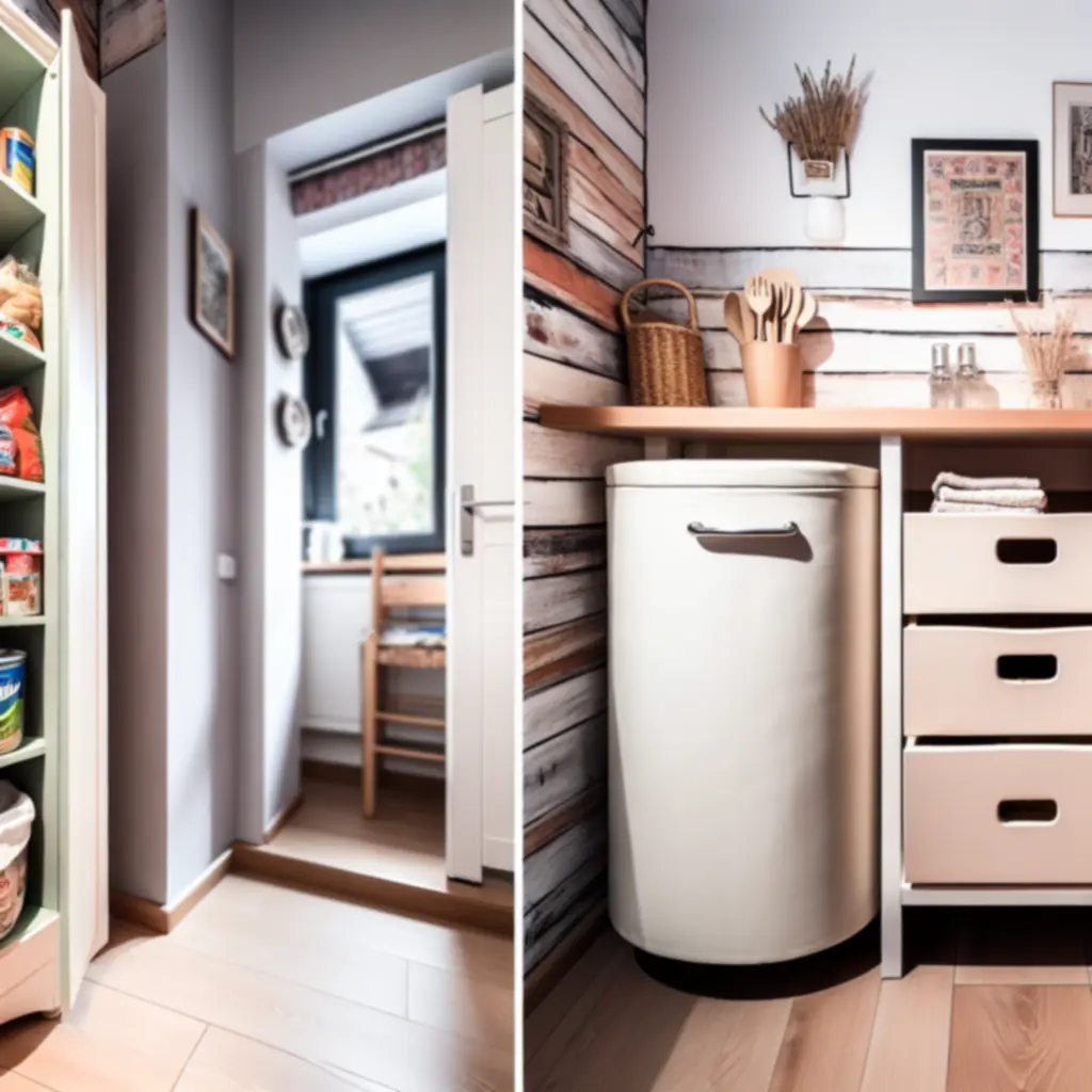 Wysoka szafka spiżarniana Doma Furni w nowoczesnej kuchni