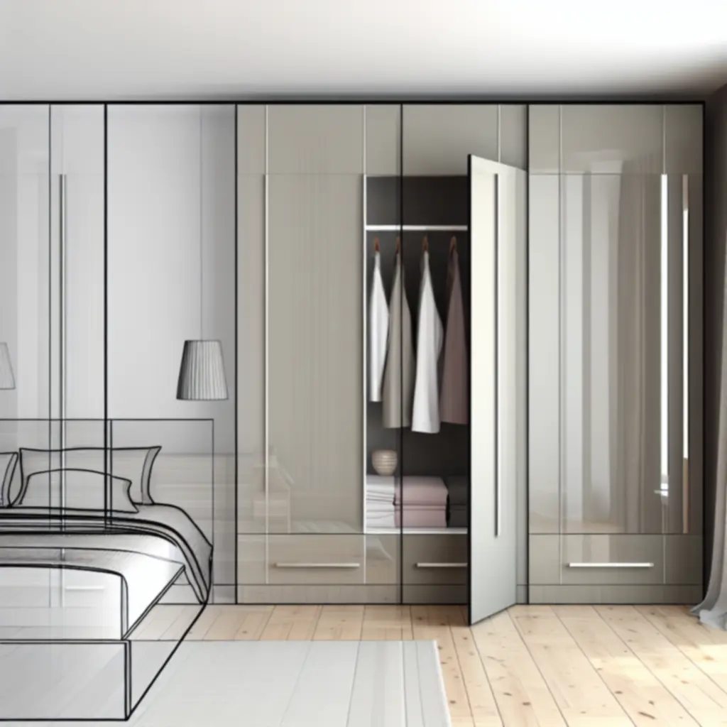 Nowoczesna szafa Doma Furni w jasnej, przytulnej sypialni