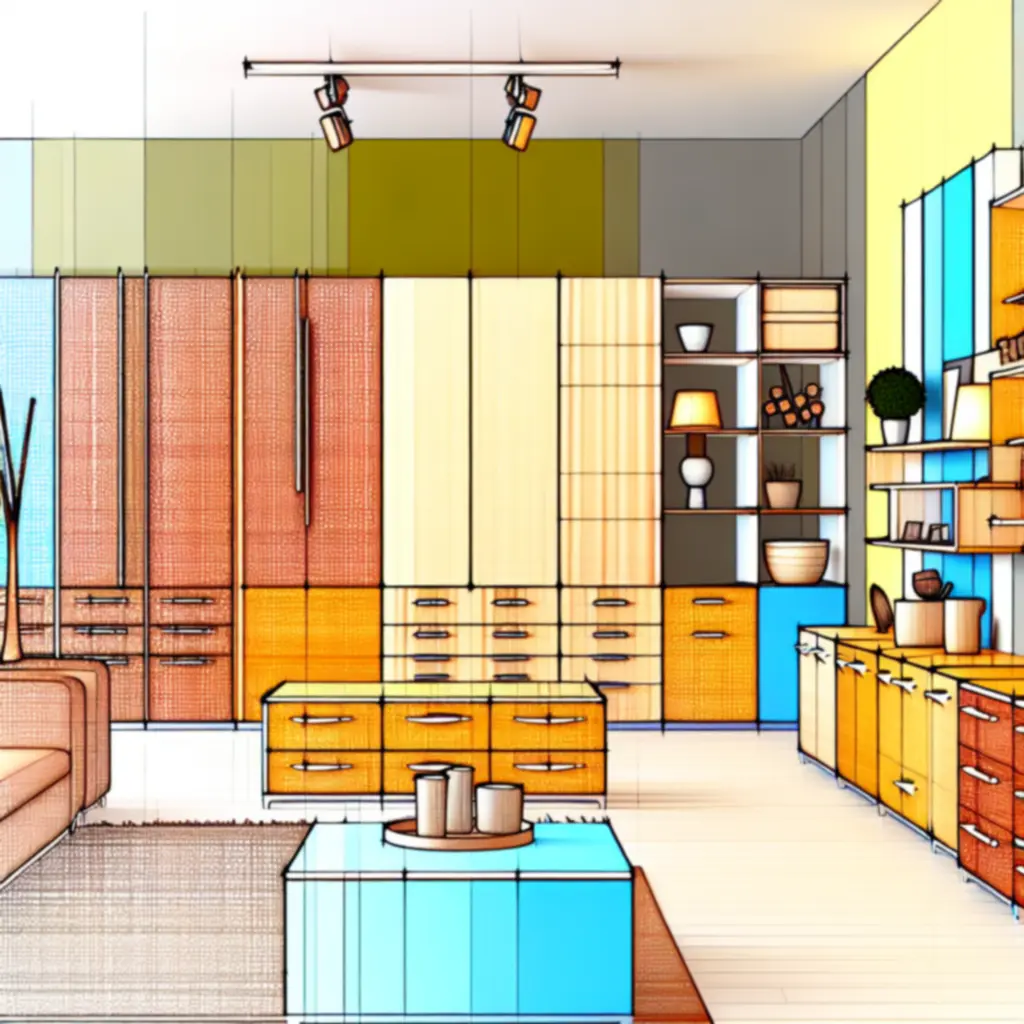 Nowoczesna ekspozycja mebli do przechowywania Doma Furni w showroomie